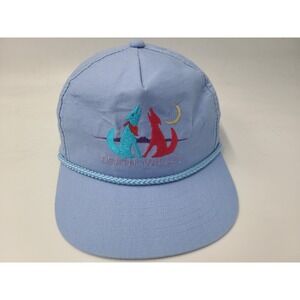 Vintage Death Valley Coyotes Howling Moon Rope Snapback Hat Cap California Blue